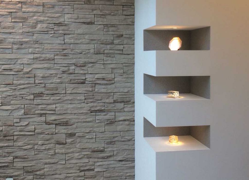 Corner wall shelves design | Elementi Interiors | Interior design Bangkok |