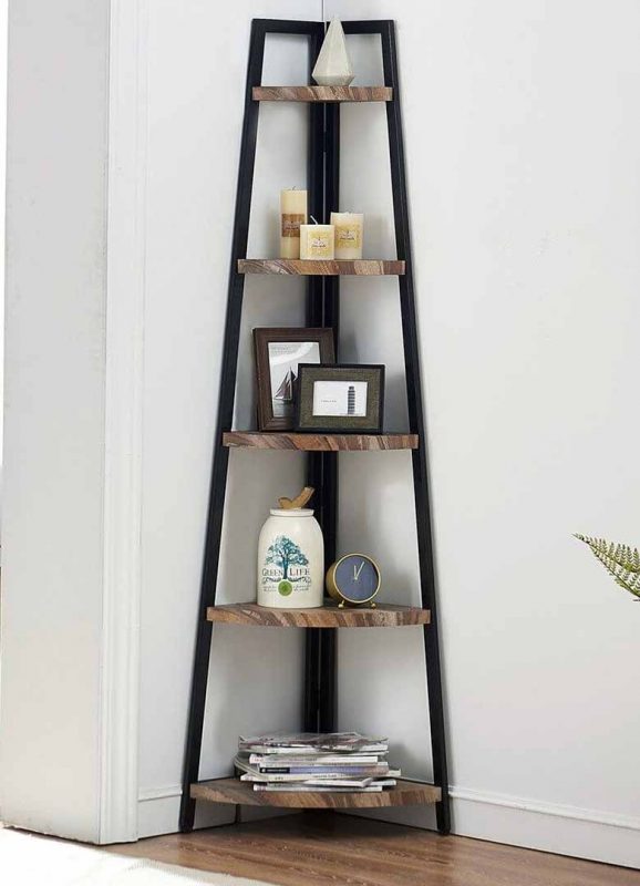 Freestanding Wall Ladder Corner Shelves Design