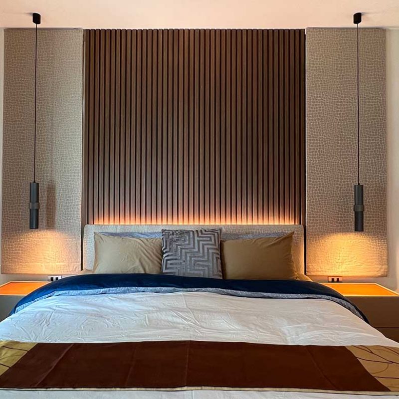 Bedroom wooden paneling