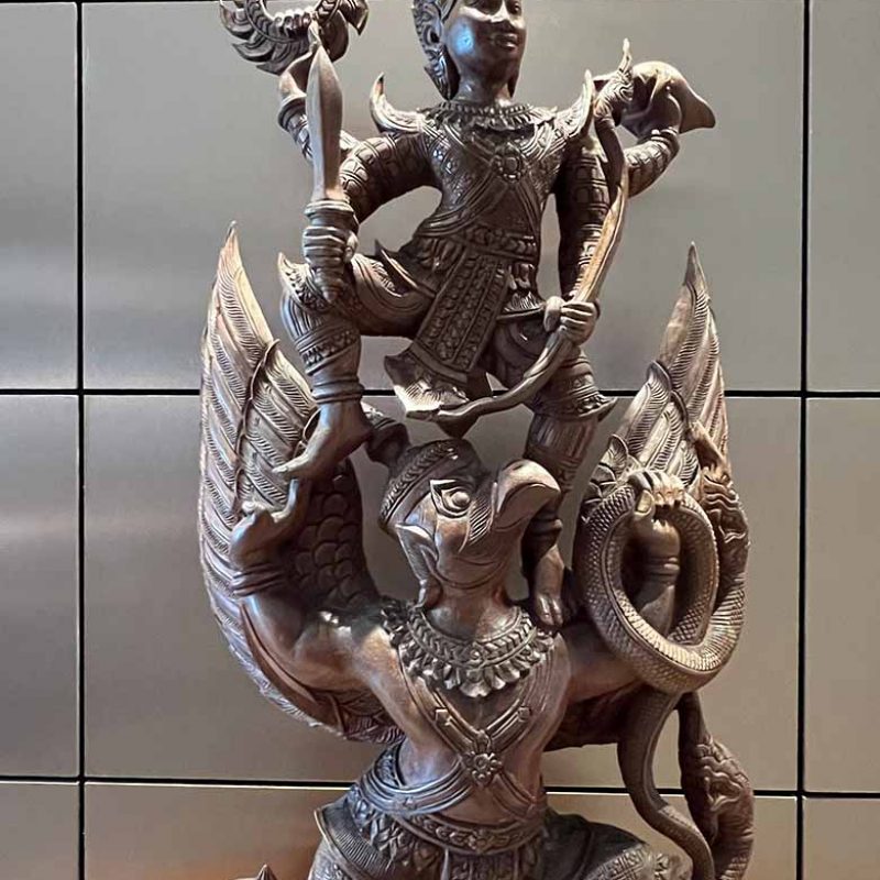 Metal laminates Bronze paneling with asian wooden art