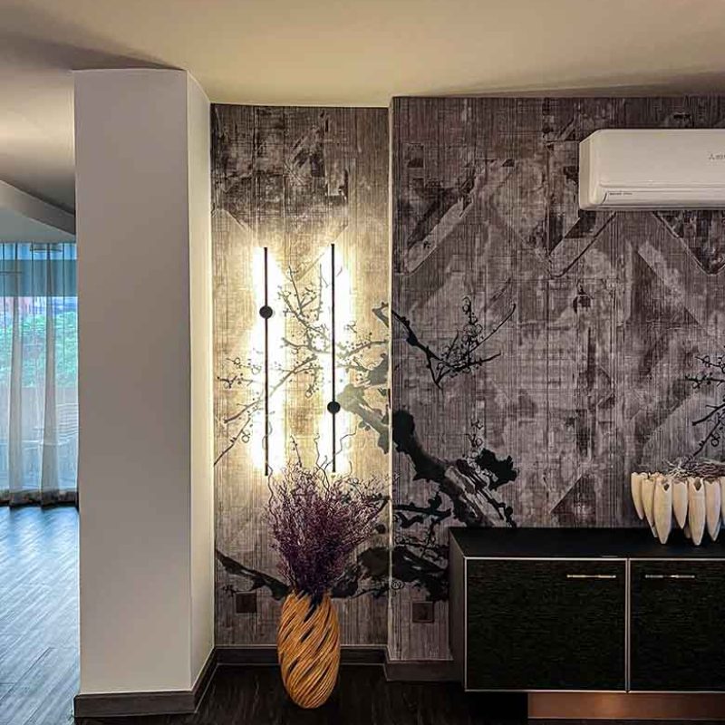 Inkiostro Bianco wallpaper | sideboard with fabric doors