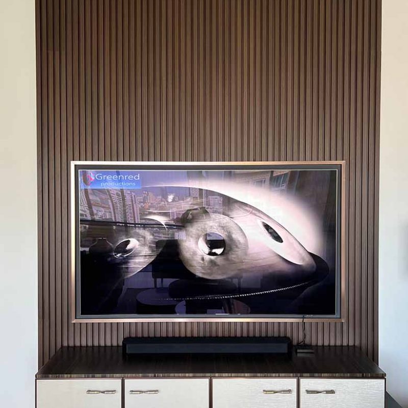 Sideboard and TV wall custom-made designed by Nicola Conti interior designer. Thailand