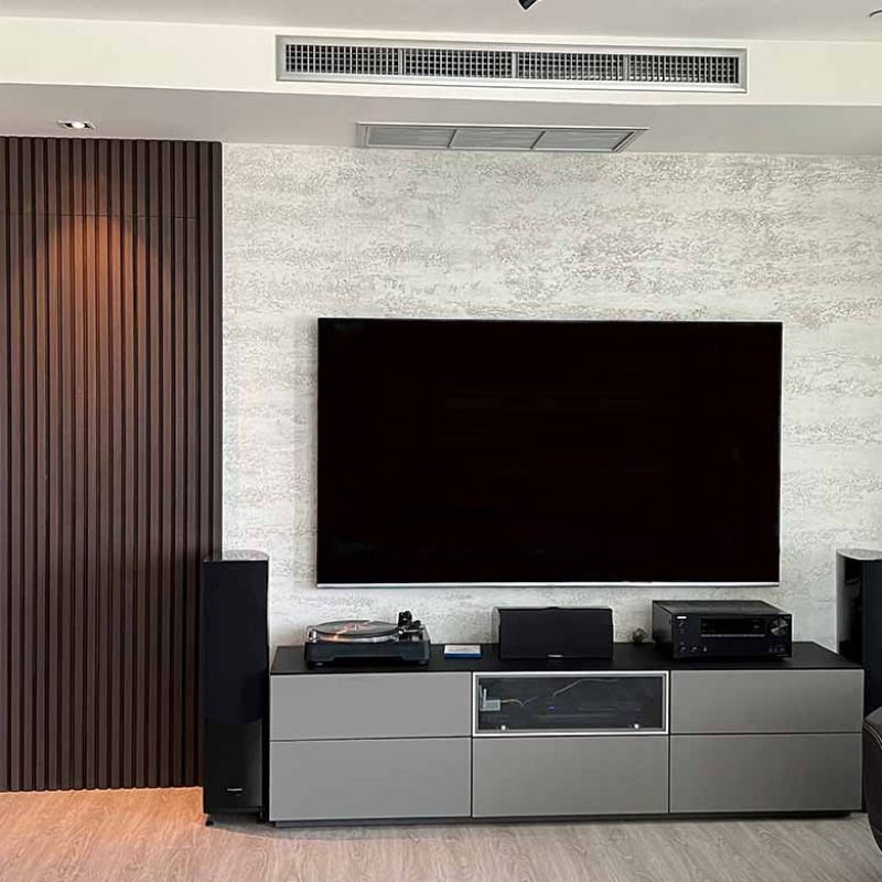 TV cabinet and hidden door interior design Thailand